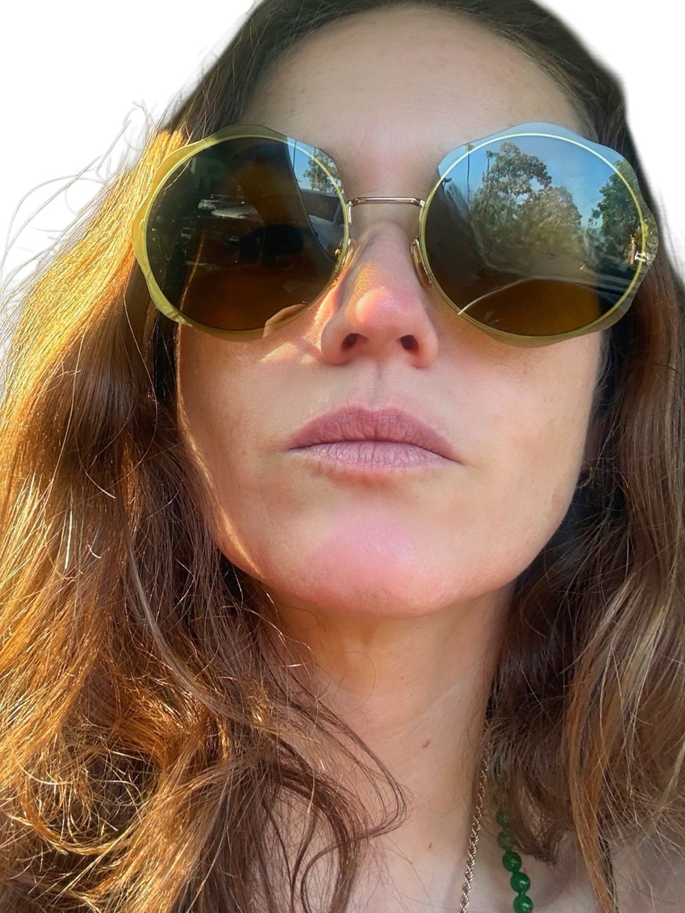 New Rare Chloe Gold Frame Brown Gradient Round Scalloped Sunglasses - Picture 4 of 16